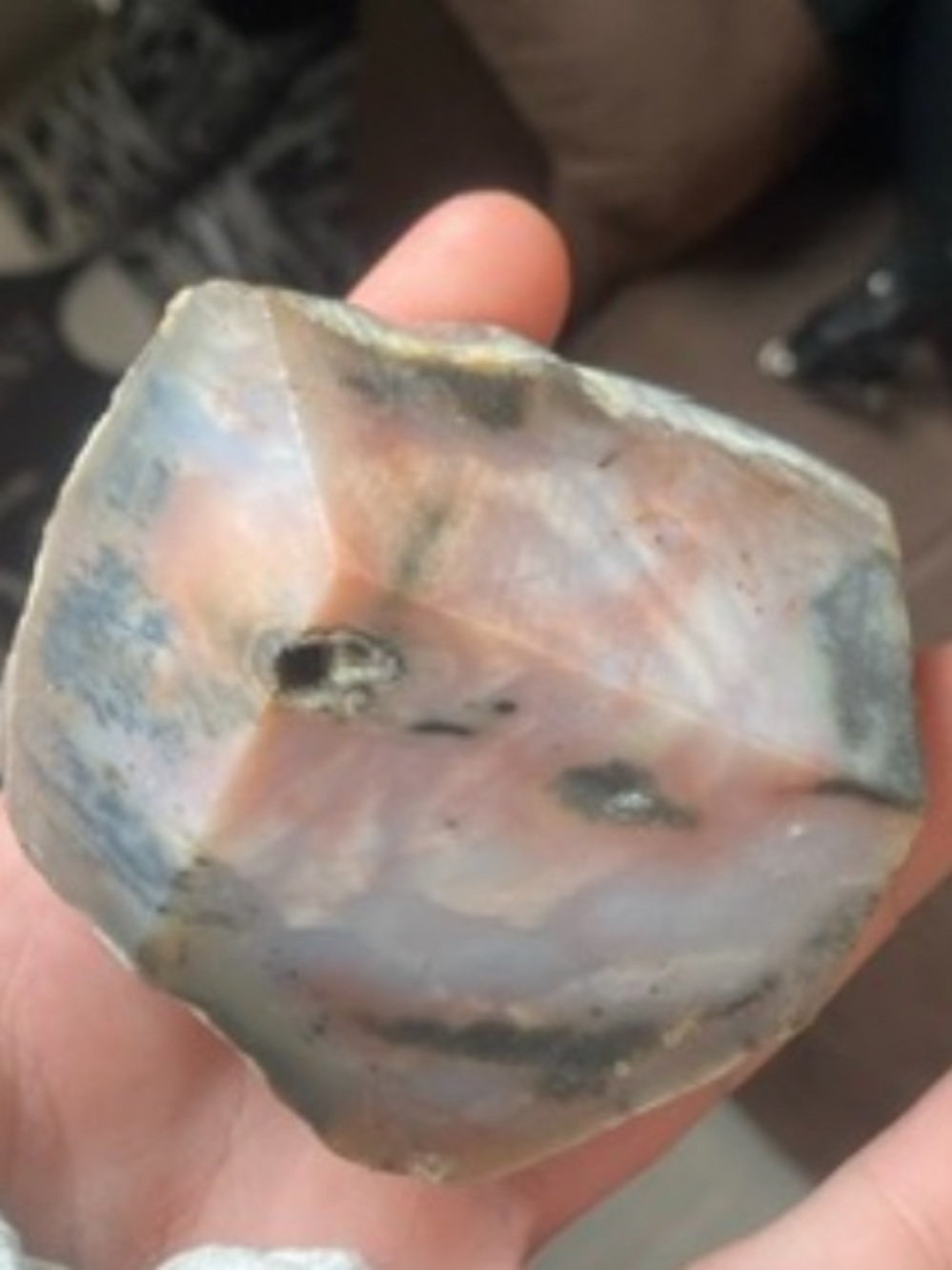 Ocean Agate natural chunk sliced - Pink, Gray and Cream Tones